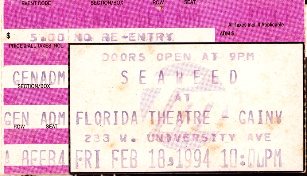 Seaweed at The Florida Theatre in Gainesville, FL — February 18, 1994 concert flyer