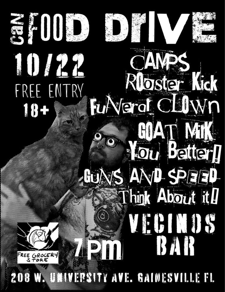 C.A.M.P.S, Rooster Kick, Funeral Clown, and others at Vecinos in Gainesville, FL — October 22, 2026 concert flyer