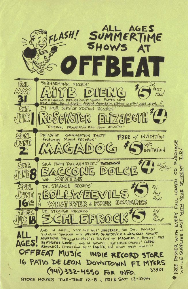 Magadog at Offbeat Music — June 2, 1996 concert flyer