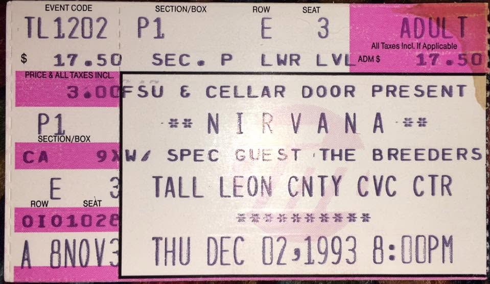 Nirvana at Tallahassee-Leon County Civic Center — December 2, 1993 concert flyer