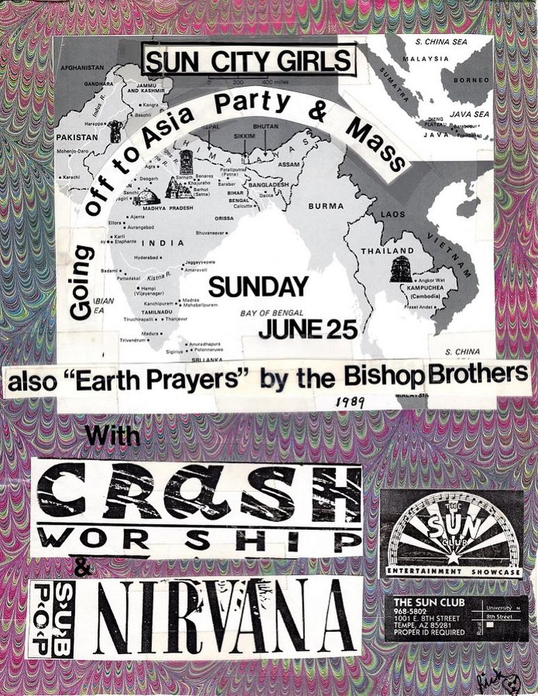 The Sun City Girls, Nirvana, Crash Worship at Sun Club in Tempe, AZ — June 25, 1989 concert flyer