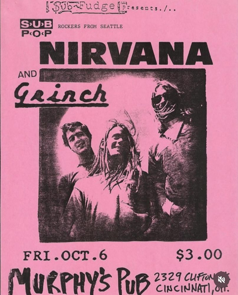 Nirvana at Murphy's Pub in Cincinnati, OH — October 6, 1989 concert flyer