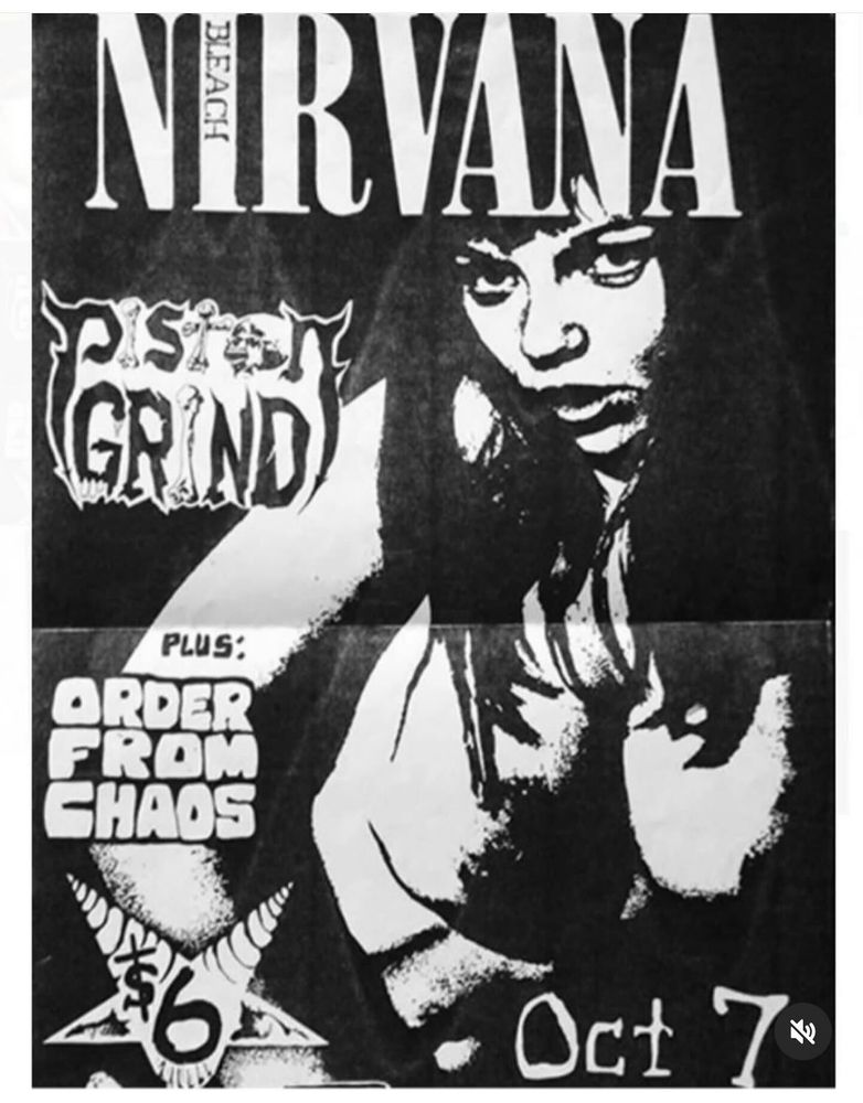 Nirvana, 24-7 Spyz, Piston at Outhouse in Lawrence, KS — October 7, 1989 concert flyer
