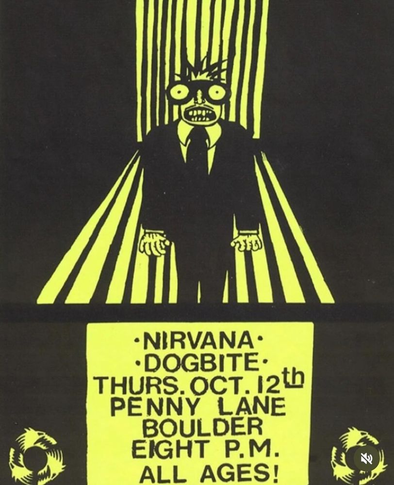 Nirvana, Dogbite at Penny Lane in Boulder, CO — October 12, 1989 concert flyer