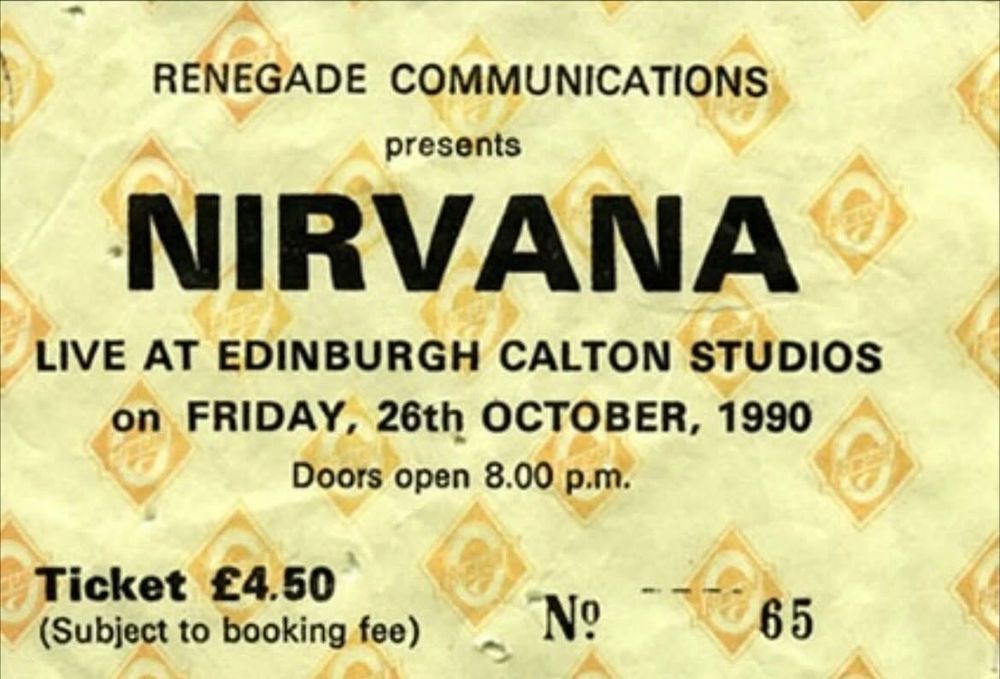 Nirvana at Studio 24 in Edinburgh, Scotland, United Kingdom — October 26, 1990 concert flyer