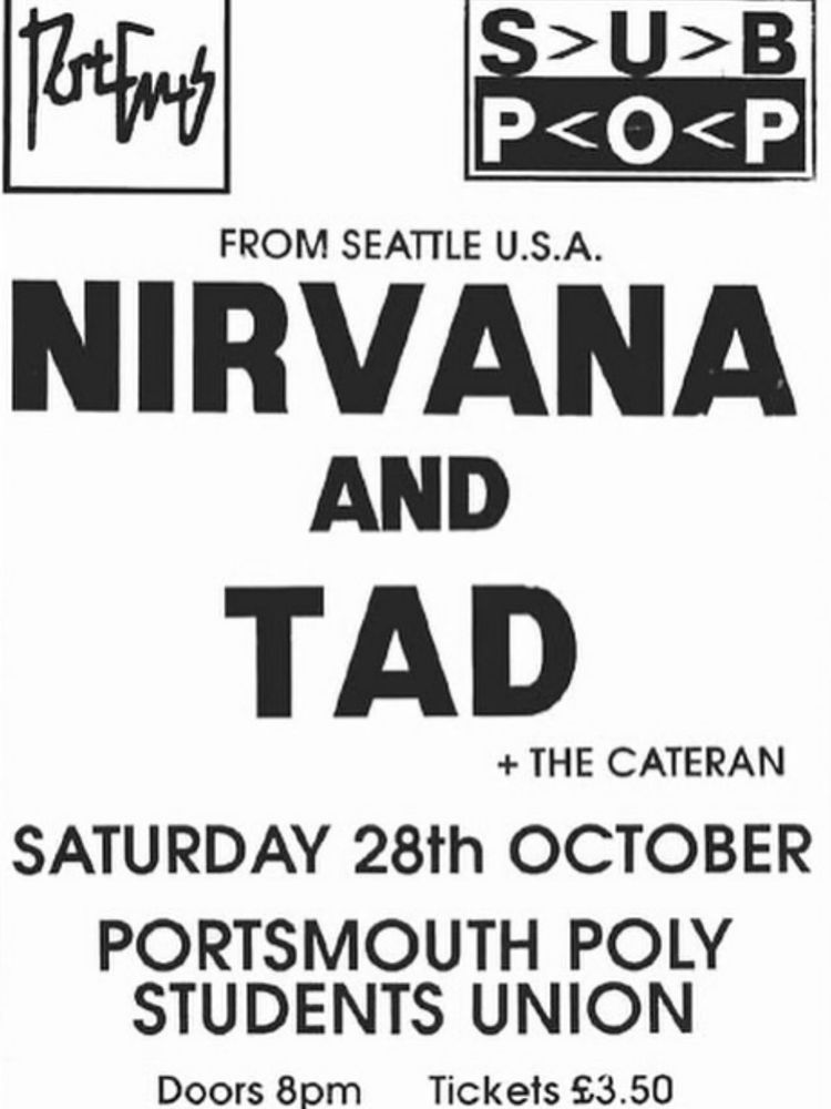 Tad, Nirvana, Cateran at Polytechnik — October 28, 1989 concert flyer