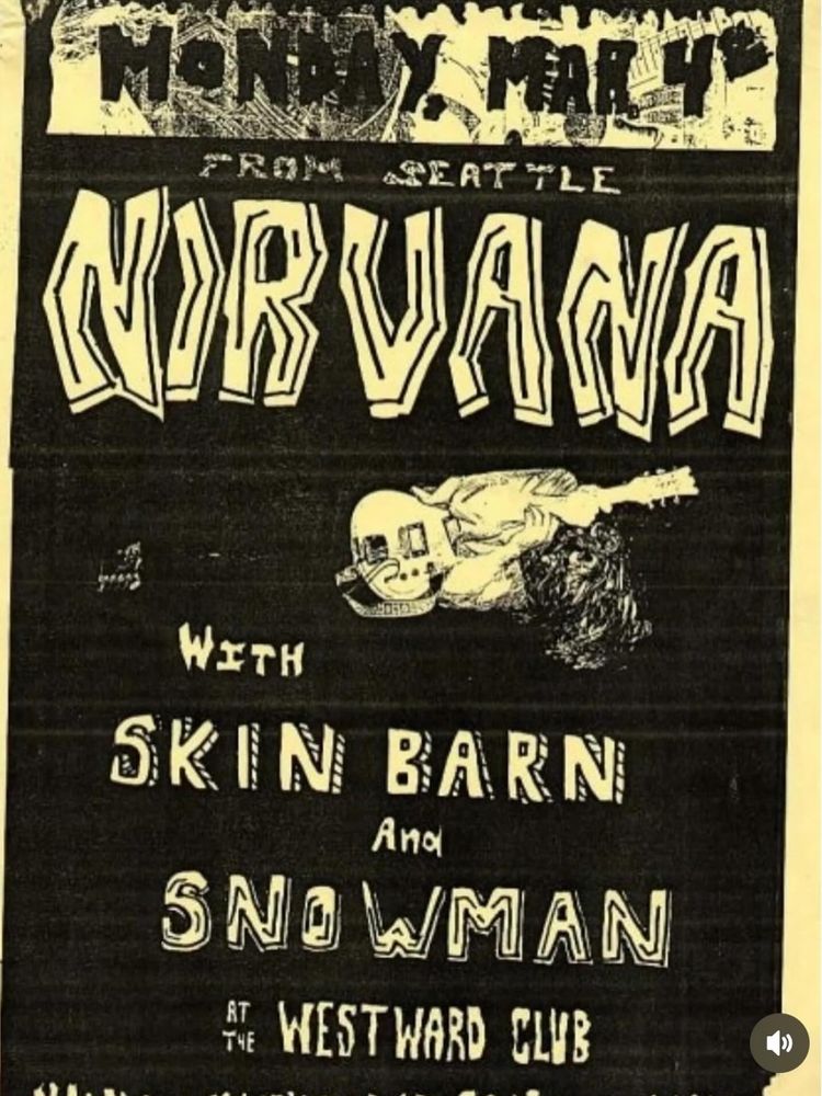 Nirvana, Skin Barn, Snowman at Westward Club — March 4, 1991 concert flyer