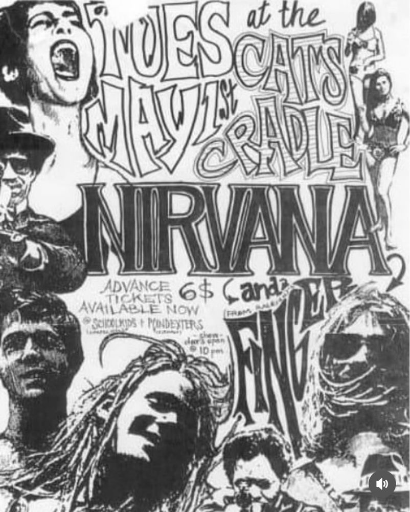 Nirvana at Cat's Cradle in Carrboro, NC — May 1, 1990 concert flyer