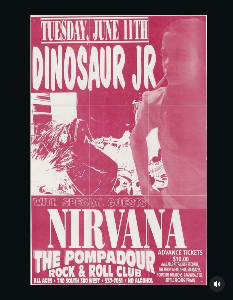 Nirvana, Dinosaur Jr. at Pompadour — June 11, 1991 concert flyer
