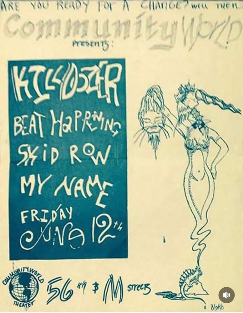 Killdozer, Beat Happening, Nirvana, and others at Community World Theatre in Tacoma, WA — June 12, 1987 concert flyer