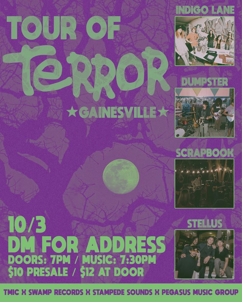 Indigo Lane, Dumpster, Scrapbook, and others at House Show — October 3, 2026 concert flyer