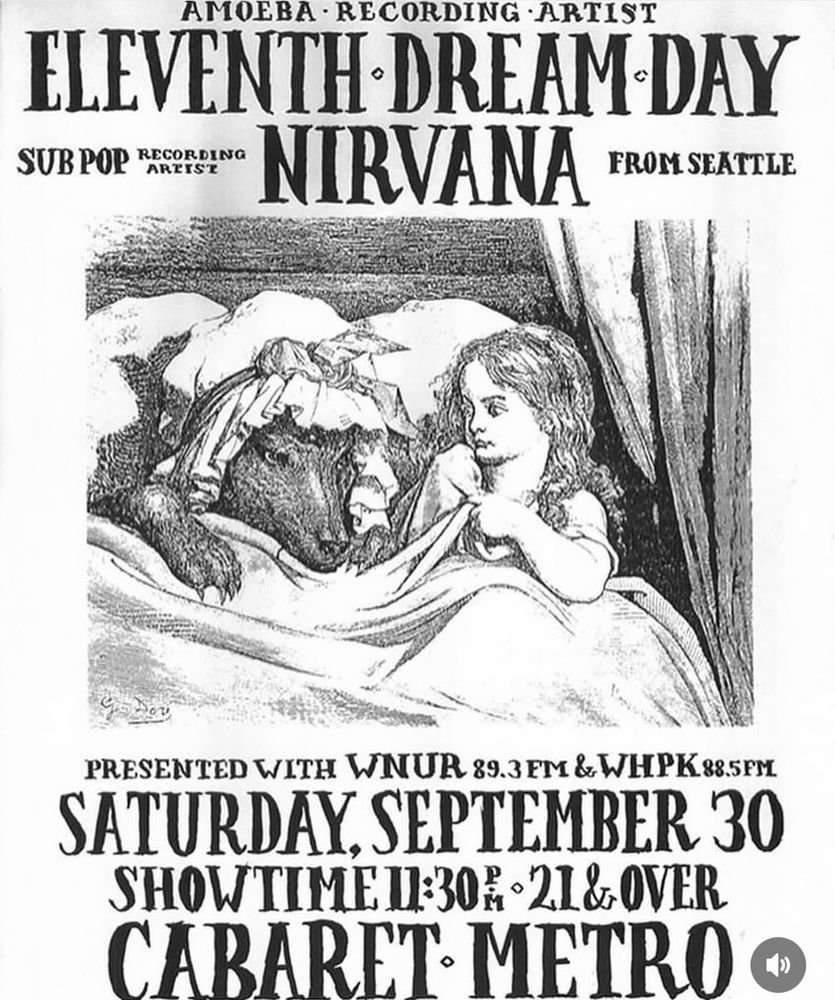 Nirvana, Eleventh Dream Day at Metro in Chicago, IL — September 30, 1989 concert flyer