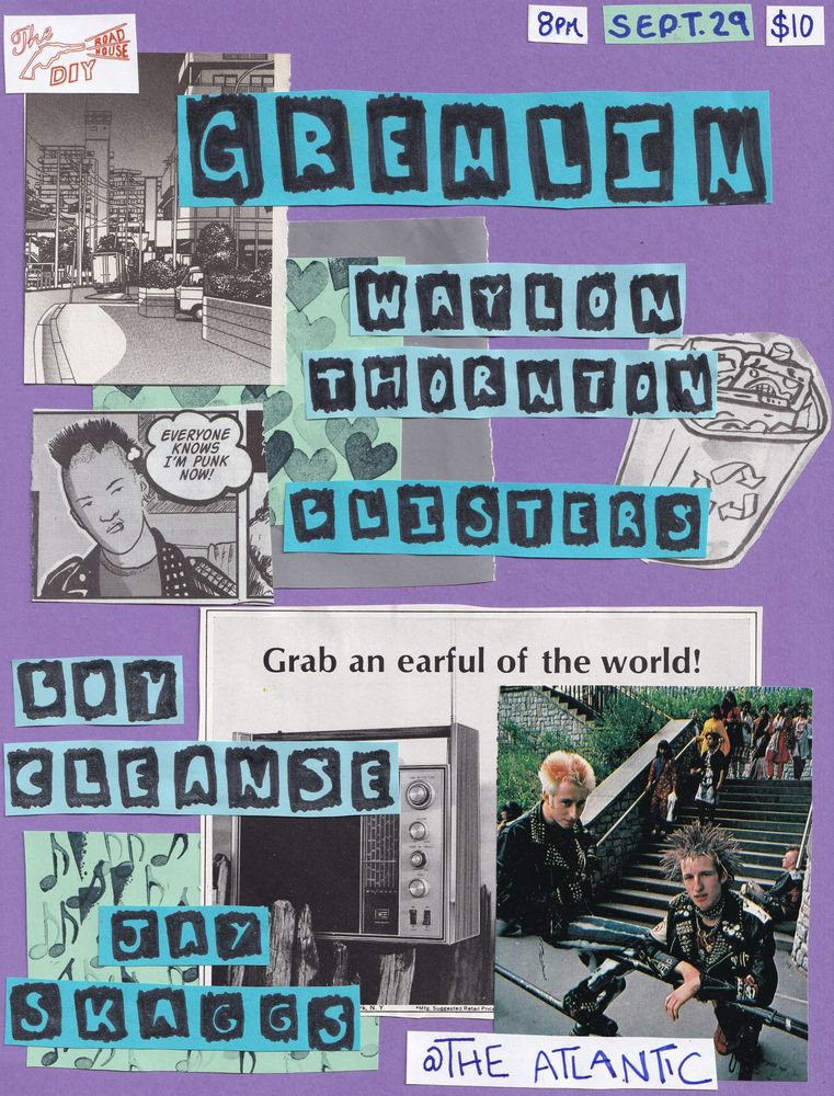 Gremlin, Waylon Thornton, Blisters, and others at The Atlantic in Gainesville, FL — September 29, 2026 concert flyer