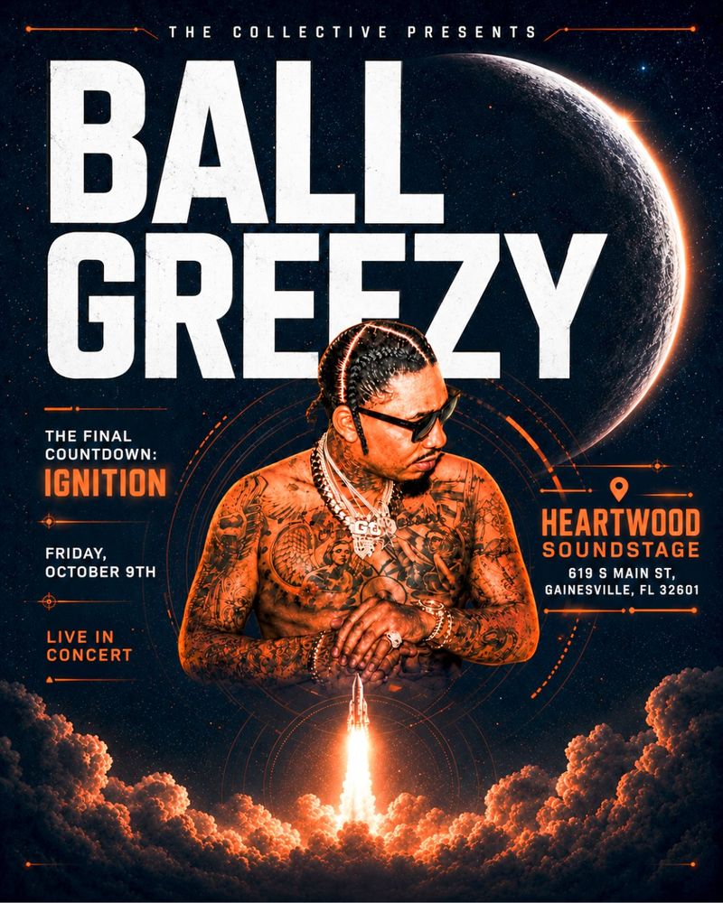 Ball Greezy at Heartwood Soundstage — October 9, 2026 concert flyer