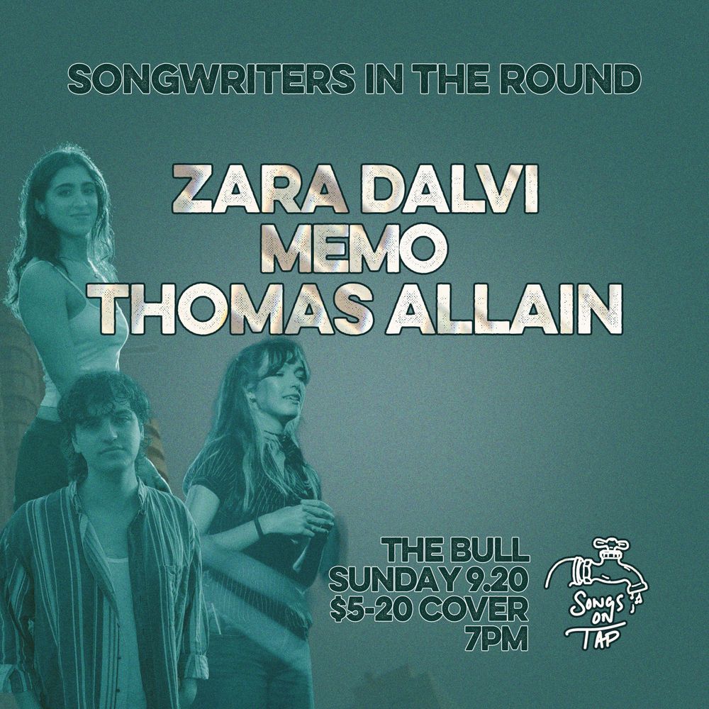Zara Dalvi, Memo, Thomas Allain at The Bull in Gainesville, FL — September 20, 2026 concert flyer Zara Dalvi, Memo, Thomas Allain at The Bull in Gainesville, FL — September 20, 2026 concert flyer