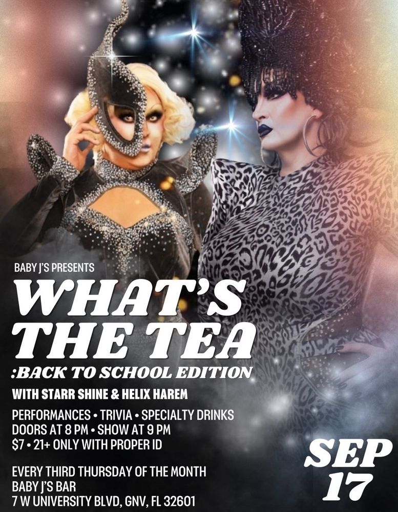 Starr Shine, Helix Harem at Baby J's Bar in Gainesville, FL — September 17, 2026 concert flyer Starr Shine, Helix Harem at Baby J's Bar in Gainesville, FL — September 17, 2026 concert flyer