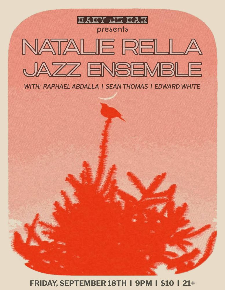 Natalie Rella Jazz Ensemble at Baby J's Bar in Gainesville, FL — September 18, 2026 concert flyer Natalie Rella Jazz Ensemble at Baby J's Bar in Gainesville, FL — September 18, 2026 concert flyer