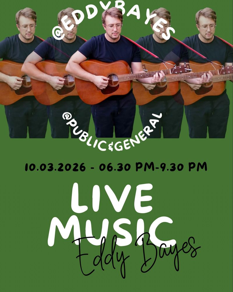 Eddy Bayes at Public & General — October 3, 2026 concert flyer
