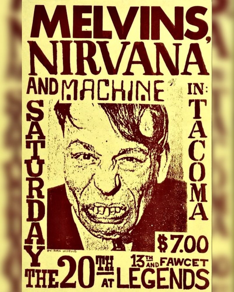 The Melvins, Nirvana, Machine, and others at Legends in Tacoma, WA — January 20, 1990 concert flyer
