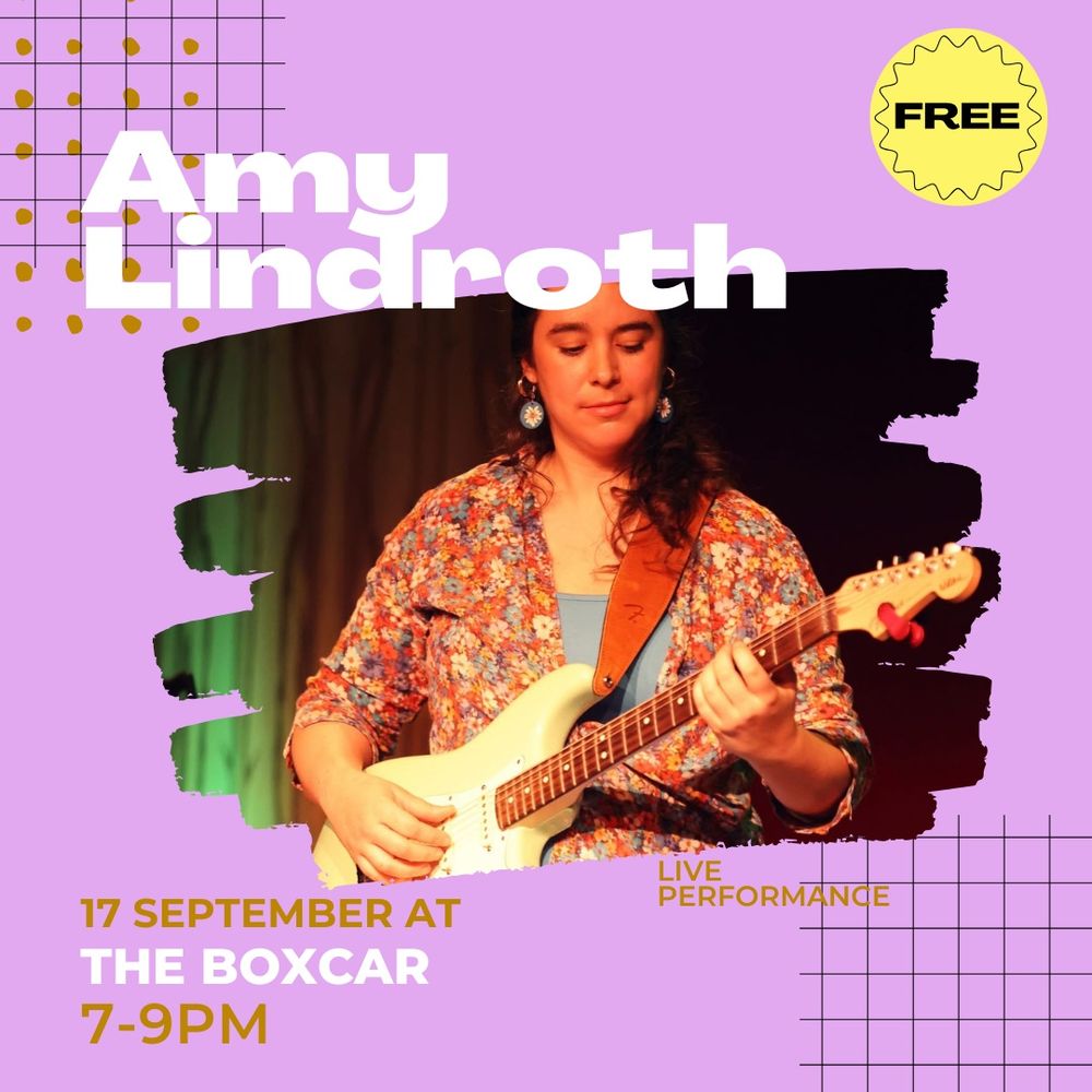 Amy Lindroth at Boxcar Beer and Wine Garden — September 17, 2026 concert flyer