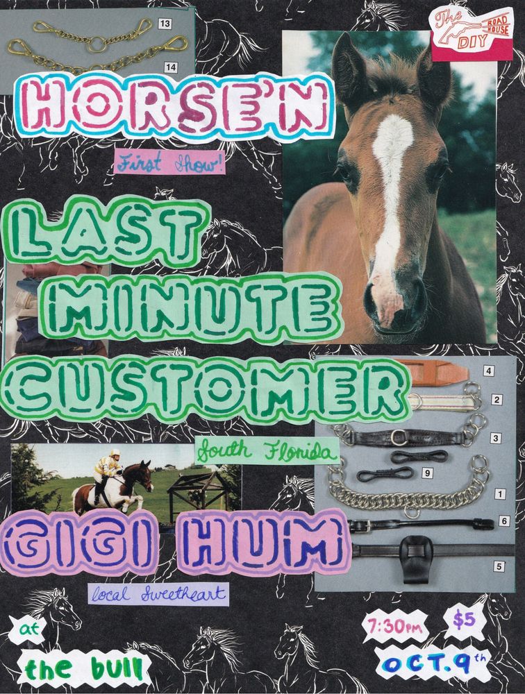 Horse'n, Last Minute Customer, Gigi Hum at The Bull in Gainesville, FL — October 9, 2026 concert flyer Horse'n, Last Minute Customer, Gigi Hum at The Bull in Gainesville, FL — October 9, 2026 concert flyer