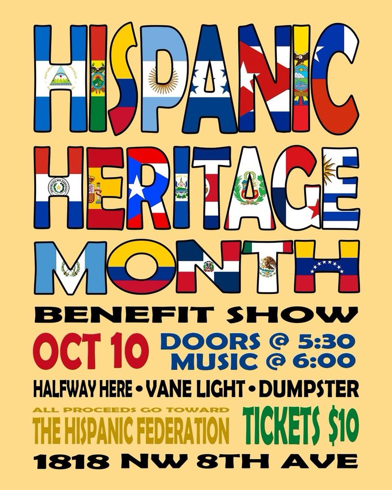 Halfway Here, Vane Light, Dumpster at 1818 NW 8th Ave in Gainesville, FL — October 10, 2026 concert flyer Halfway Here, Vane Light, Dumpster at 1818 NW 8th Ave in Gainesville, FL — October 10, 2026 concert flyer