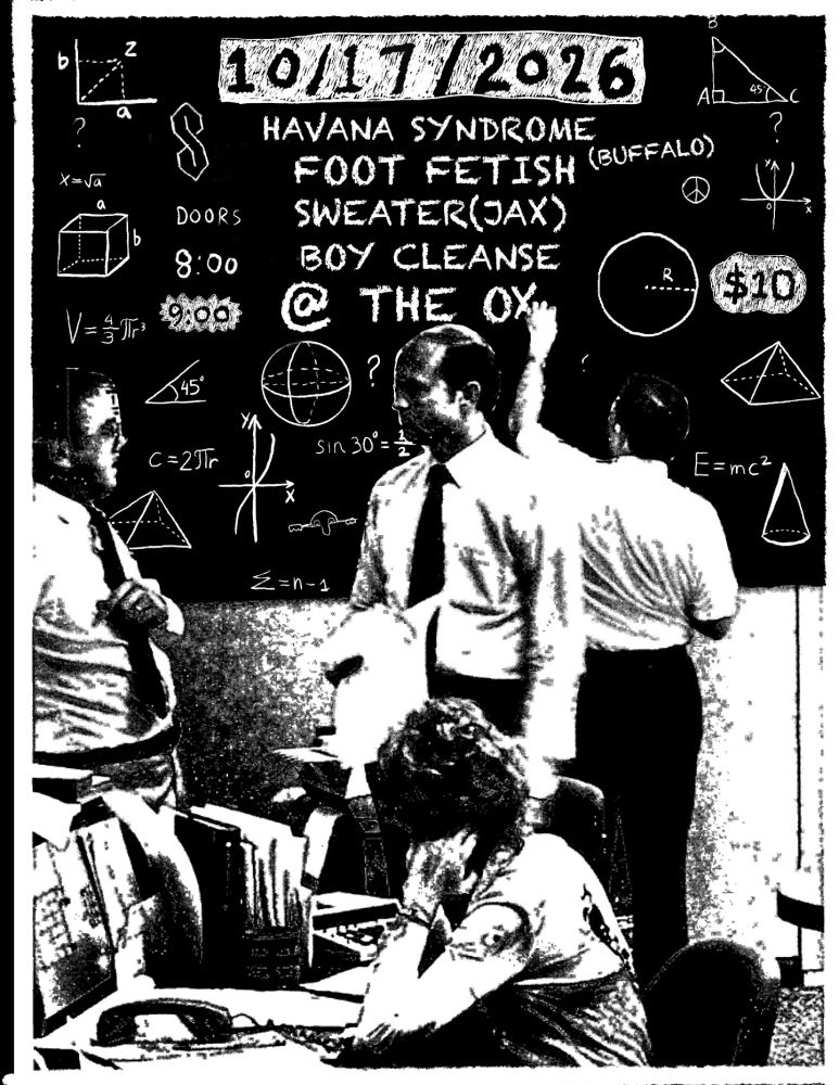 Havana Syndrome, Foot Fetish, Sweater, and others at The Ox in Gainesville, FL — October 17, 2026 concert flyer Havana Syndrome, Foot Fetish, Sweater, and others at The Ox in Gainesville, FL — October 17, 2026 concert flyer