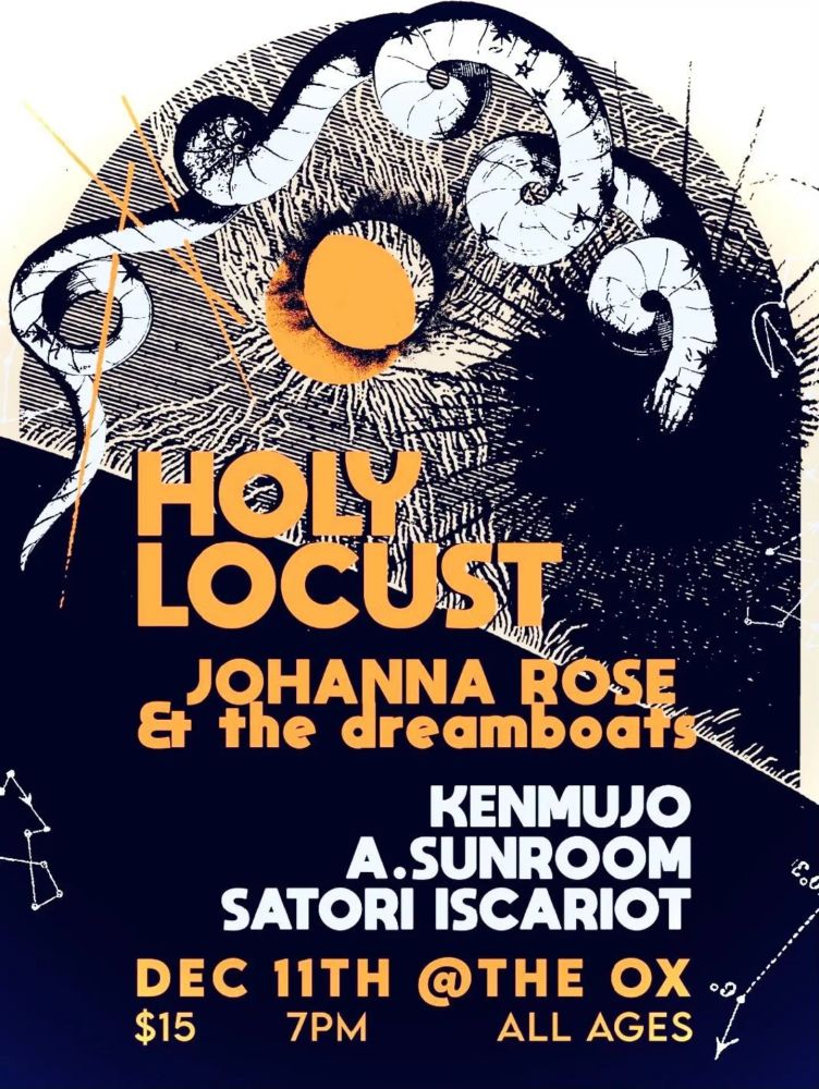 Holy Locust, Johanna Rose & the Dreamboats, Kenmujo, and others at The Ox in Gainesville, FL — December 11, 2026 concert flyer