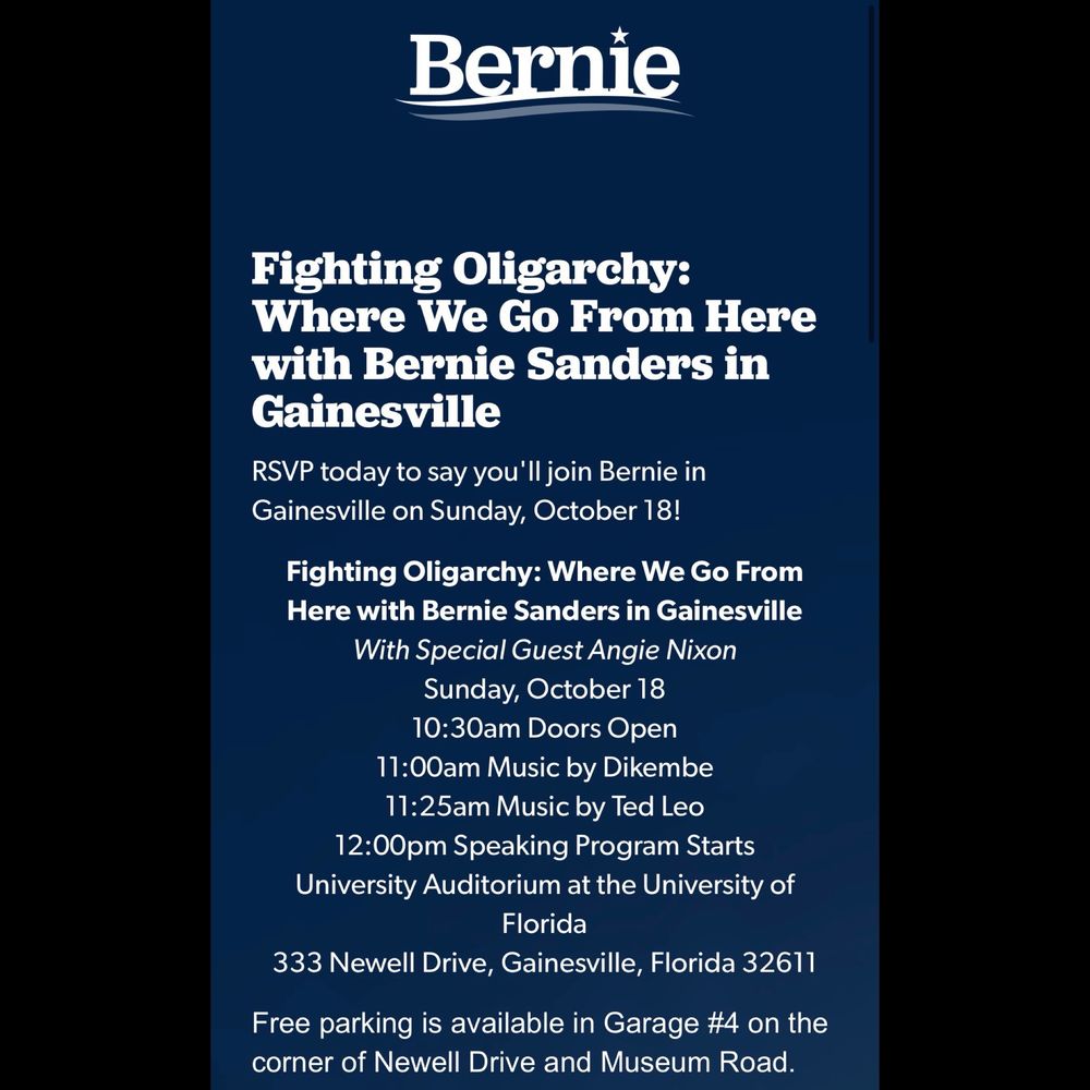 Fighting Oligarchy: Where We Go From Here with Bernie Sanders in Gainesville