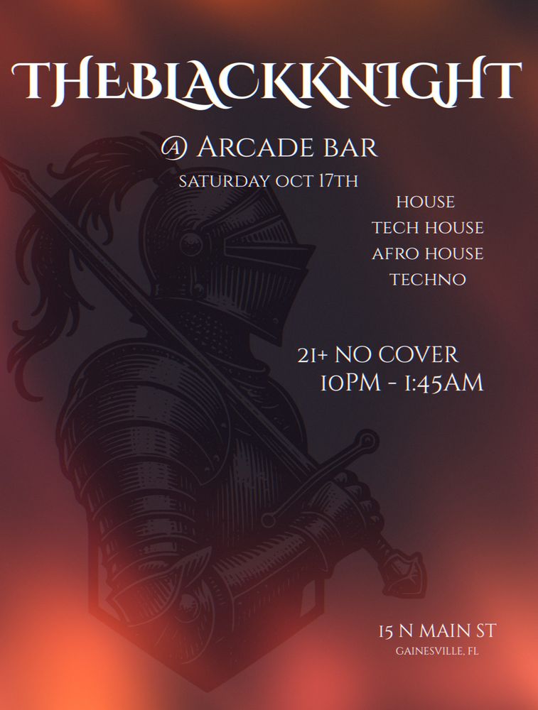 TheBlackKnight at Arcade Bar Alley in Gainesville, FL — October 17, 2026 concert flyer