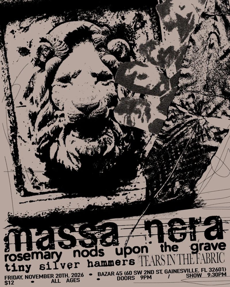 Massa Nera, Rosemary nods upon the grave, Tiny Silver Hammers, and others at Bazaar47 in Gainesville, FL — November 20, 2026 concert flyer