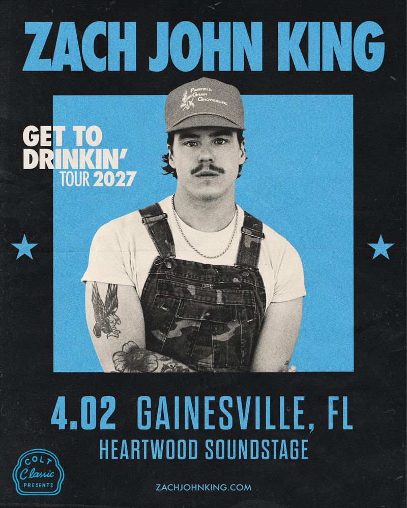 Zach John King at Heartwood Soundstage in Gainesville, FL — April 2, 2027 concert flyer