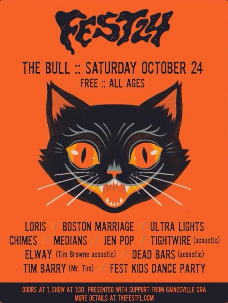 Tim Barry, Dead Bars, Elway, and others at The Bull in Gainesville, FL — October 24, 2026 concert flyer
