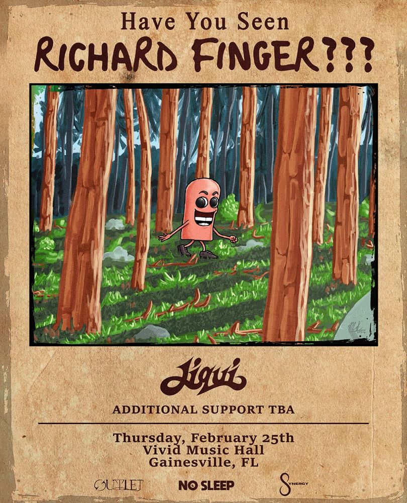 Richard Finger at Vivid Music Hall in Gainesville, FL — February 25, 2027 concert flyer