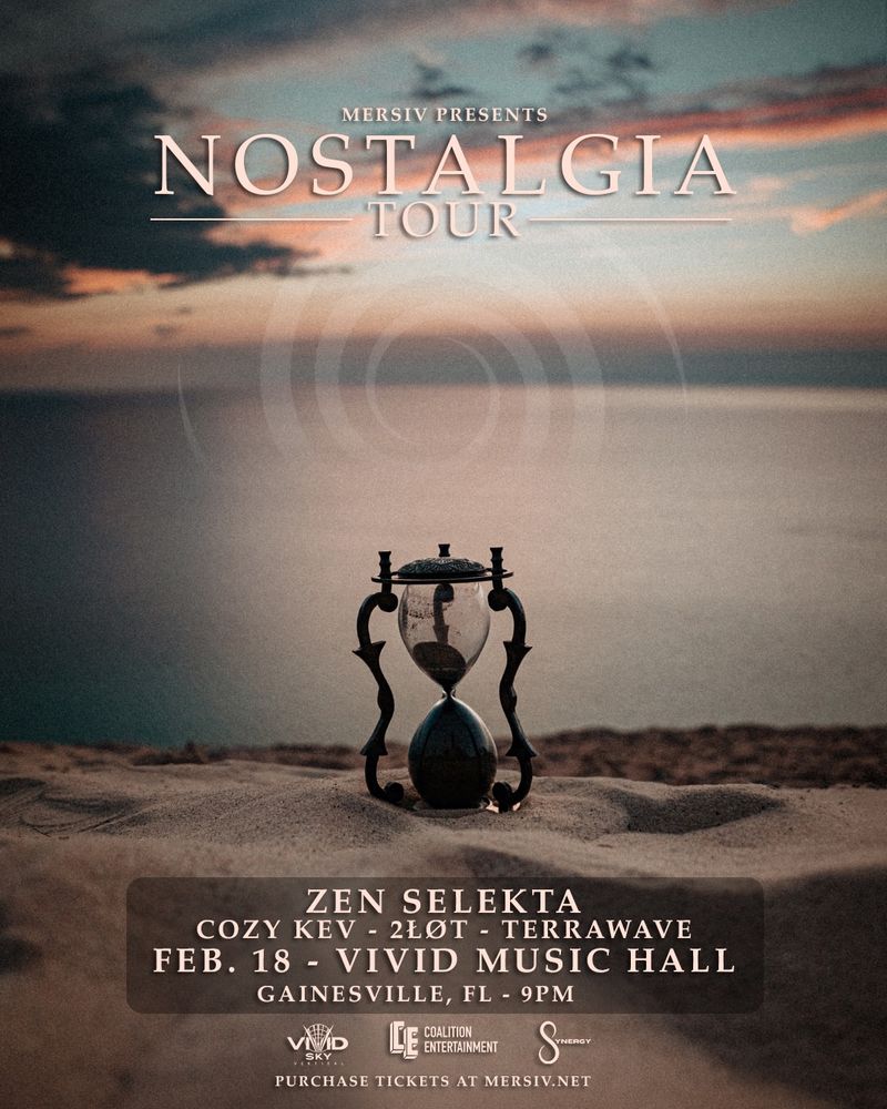 Zen Selekta, Cozy Kev, 2Løt, and others at Vivid Music Hall in Gainesville, FL — February 18, 2027 concert flyer