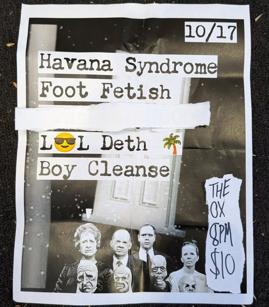 Havana Syndrome, Foot Fetish, Boy Cleanse, and others at The Ox in Gainesville, FL — October 17, 2026 concert flyer Havana Syndrome, Foot Fetish, Boy Cleanse, and others at The Ox in Gainesville, FL — October 17, 2026 concert flyer