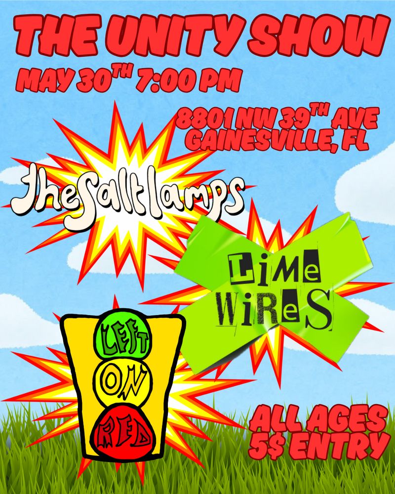 The Salt Lamps, Lime Wires, Left On Red at Unity of Gainesville in Gainesville, FL — May 30, 2025 concert flyer