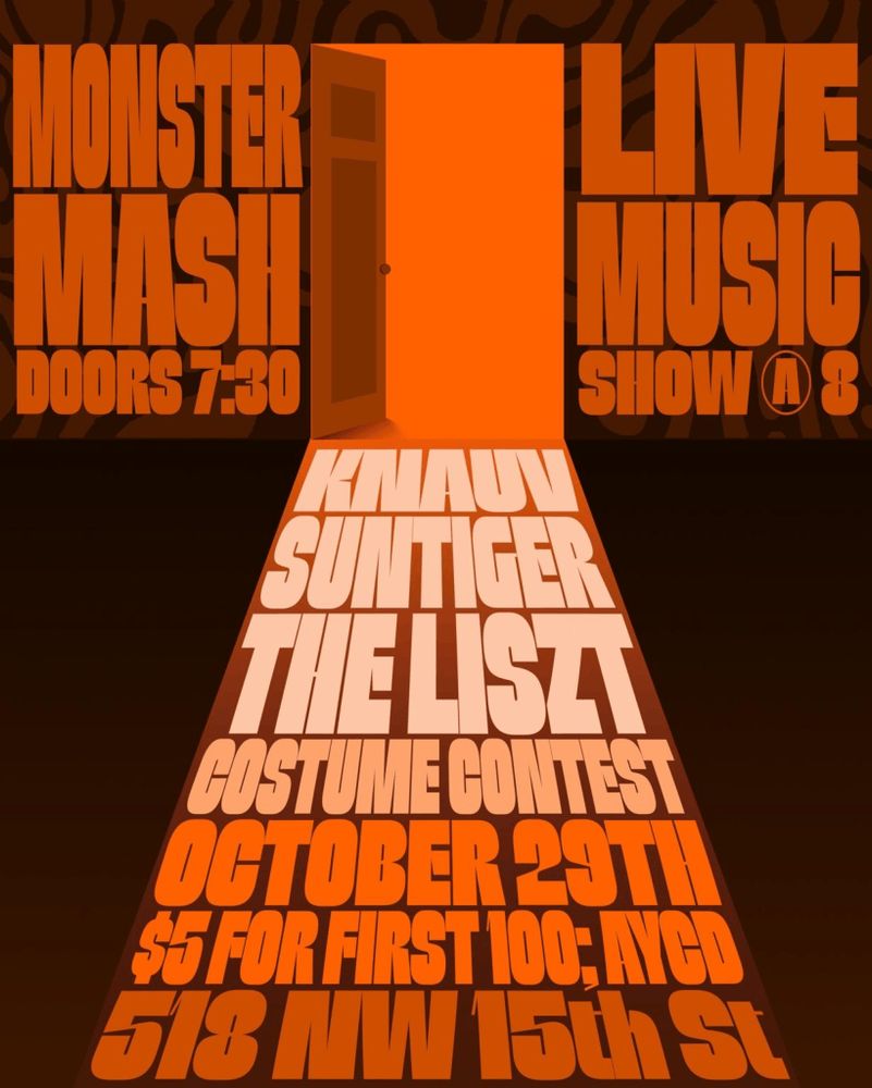 Knauv, Suntiger, The Liszt at 518 NW 15th St. in Gainesville, FL — October 29, 2026 concert flyer