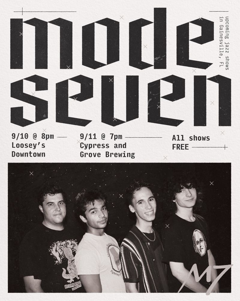 mode seven at Cypress & Grove Brewery in Gainesville, FL — September 11, 2026 concert flyer mode seven at Cypress & Grove Brewery in Gainesville, FL — September 11, 2026 concert flyer