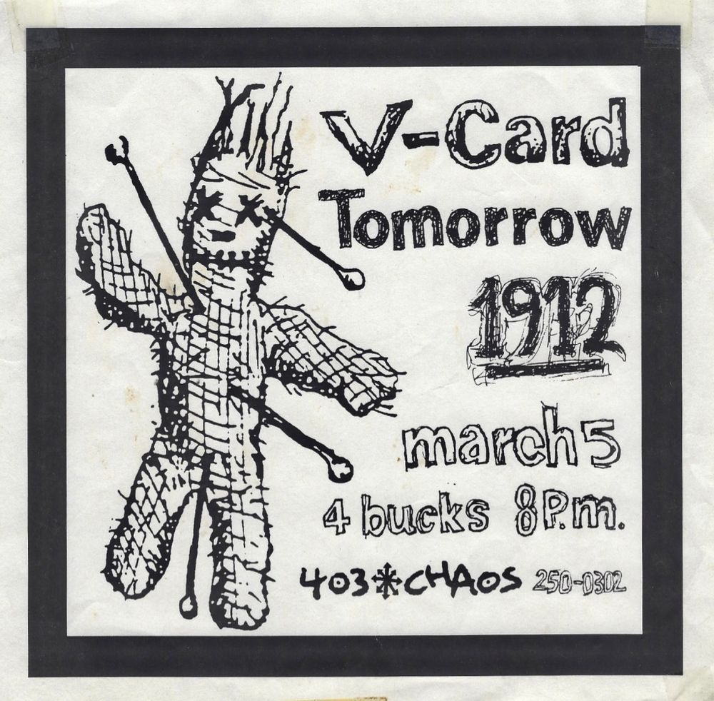 V-Card, Tomorrow, 1912 at 403 Chaos in Tampa, FL — March 5, unknown year concert flyer