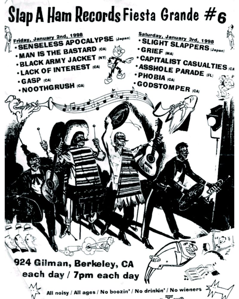 Slight Slappers, Grief, Capitalist Casualties, and others at Gilman Street in Berkeley, CA — January 3, 1998 concert flyer