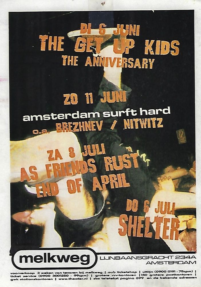 Shelter at Melkweg in Amsterdam, North Holland — July 6, 2000 concert flyer