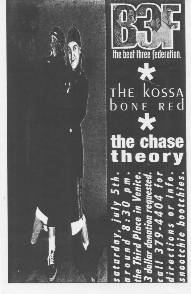 The Beat Three Federation, The Kossabone Red, the chase theory at Third Place in Venice, FL — July 5, 2003 concert flyer
