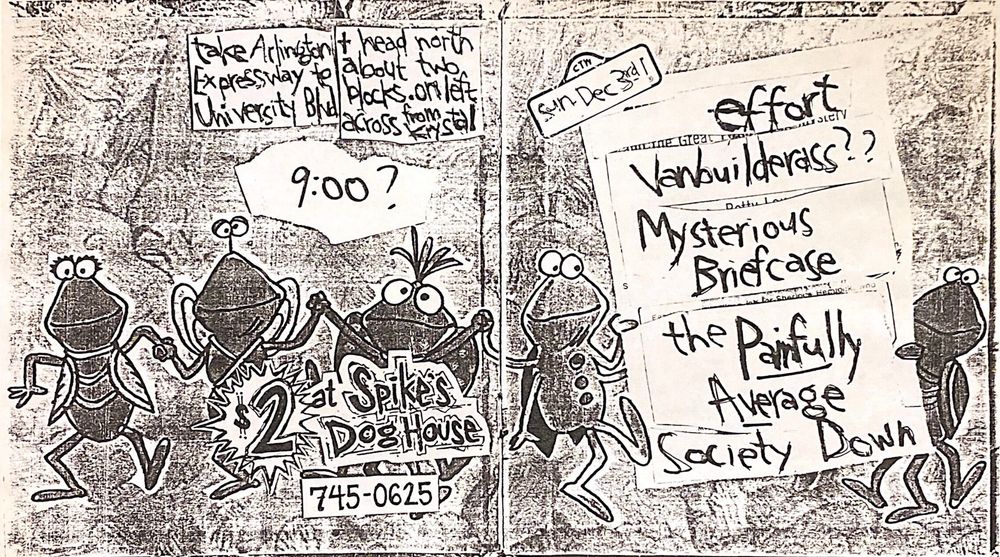 Effort, Vanbuilderass, Mysterious Briefcase, and others at Spike's Doghouse in Jacksonville, FL — December 3, 1995 concert flyer