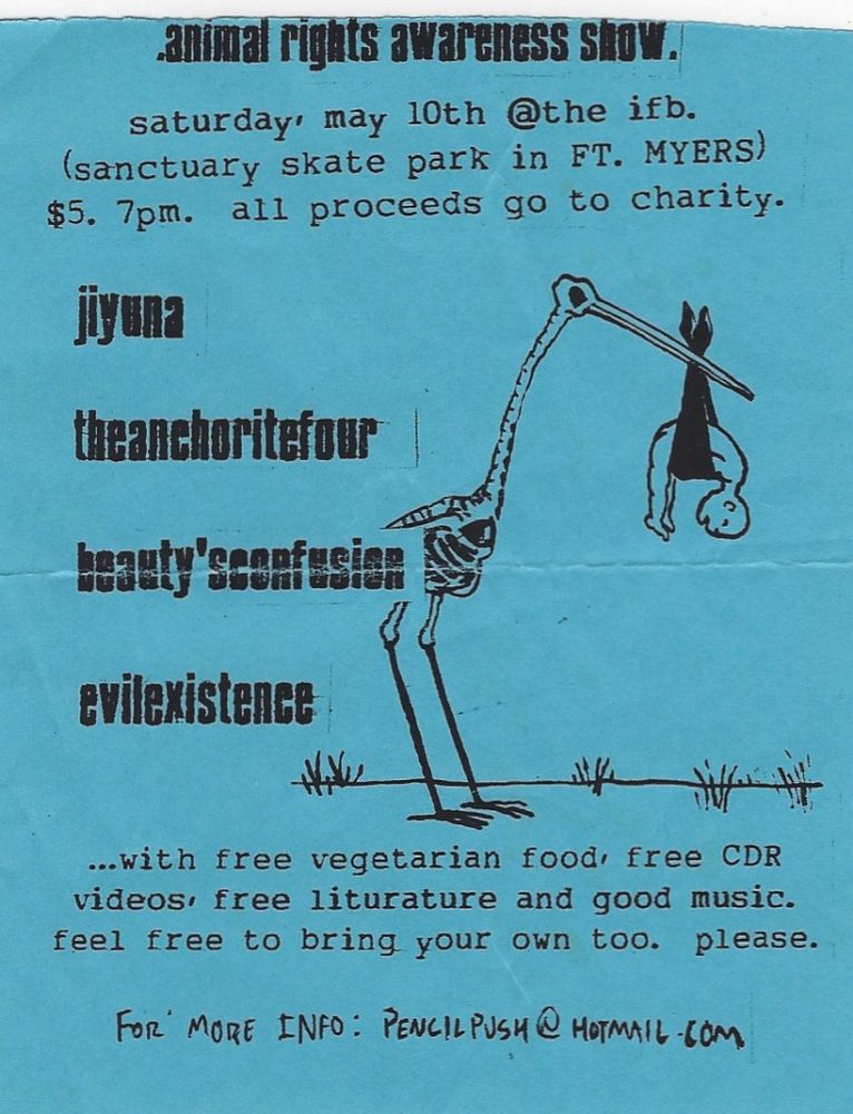 Jiyuna, The Anchorite Four, Beauty's Confusion, and others at Sanctuary Skate Park in Fort Myers, FL — May 10, 2003 concert flyer Jiyuna, The Anchorite Four, Beauty's Confusion, and others at Sanctuary Skate Park in Fort Myers, FL — May 10, 2003 concert flyer