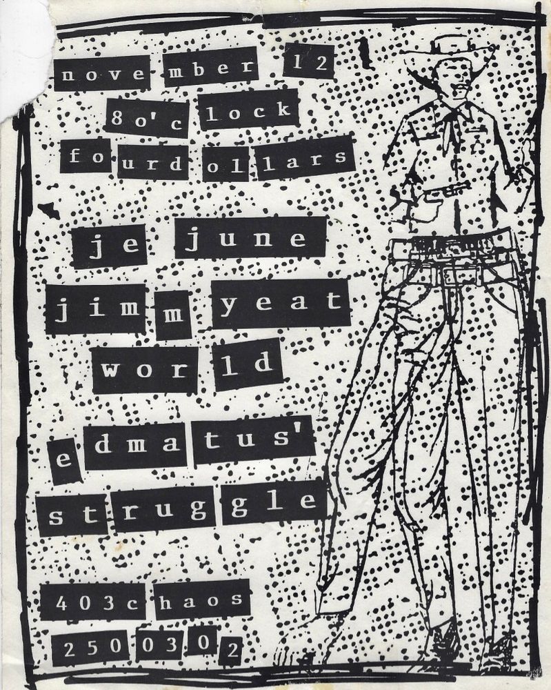 Jimmy Eat World, Jejune, Ed Matus' Struggle, and others at 403 Chaos in Tampa, FL — November 12, 1998 concert flyer