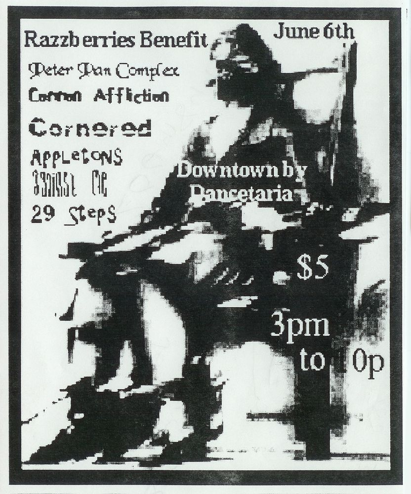 Cornered, Peter Pan Complex, Cannon Affliction, and others at Downtown by Dancetaria — June 6, unknown year concert flyer