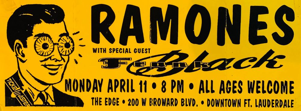 Ramones, Frank Black at The Edge in Fort Lauderdale, FL — April 11, 1994 concert flyer