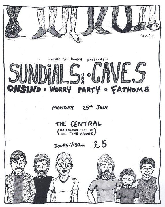 Sundials, Caves, Onsind, and others at The Central in Gateshead, England, United Kingdom — July 25, 2011 concert flyer