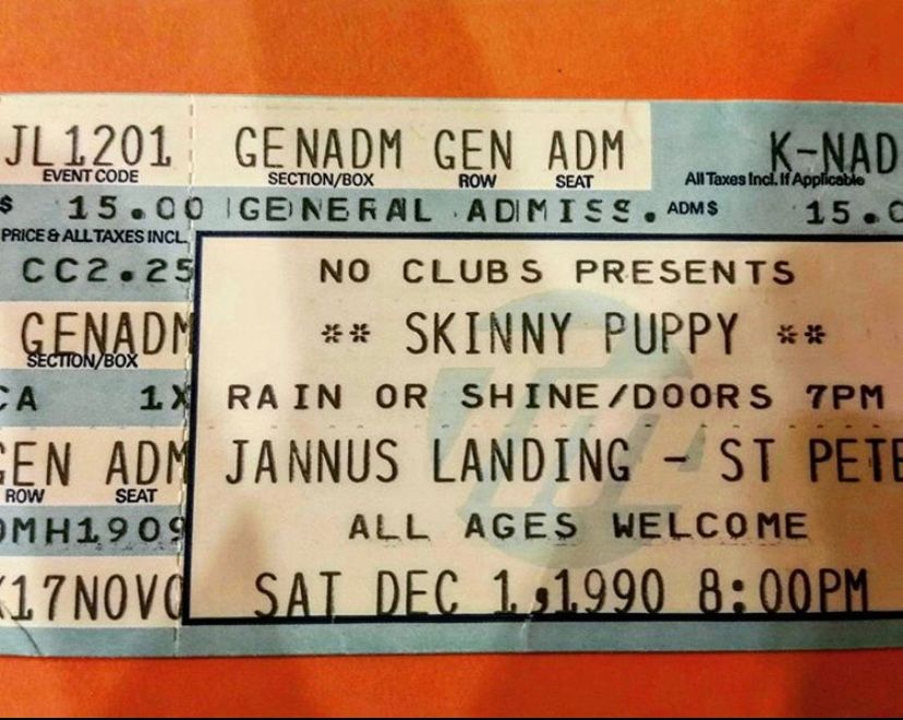 Skinny Puppy at Jannus Landing in St. Petersburg, FL — December 1, 1990 concert flyer